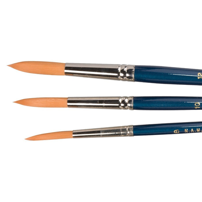 NAM Taklon (Synthetic) 300S Brush - Short Handle - Round - Size 4 (4 x 10mm)