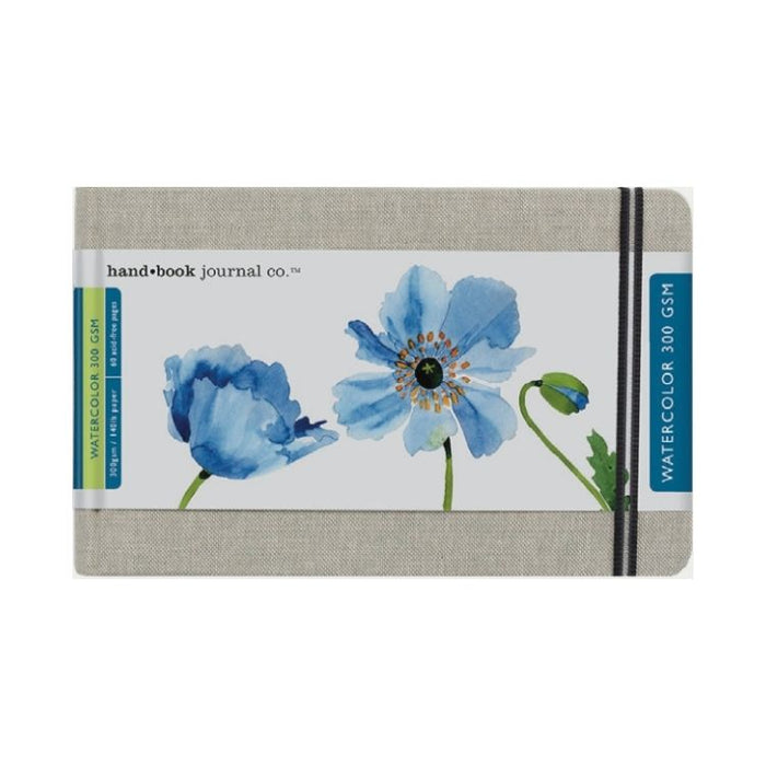 HAND-BOOK JOURNAL CO - Travelogue Series - Watercolour Journal (300gsm) - A5 Landscape (13 x 21cm) - Grey Linen