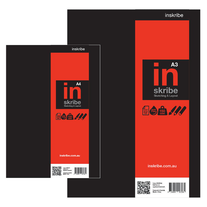 INSKRIBE Hard Cover Sketchbook - Medium Grain - 150gsm - Portrait A5