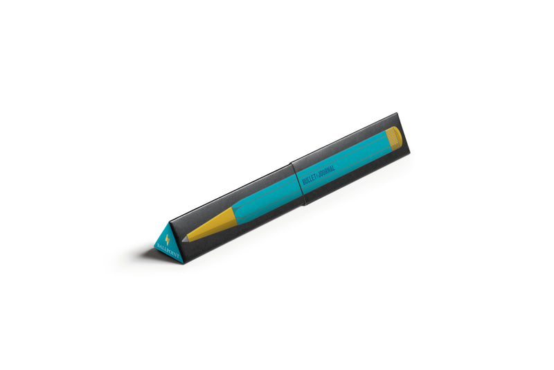 Drehgriffel Bullet Journal Edition - Gel Twist Pen - Black Ink (0.5mm) - Brass Tip - Aluminium Barrel in Turquoise