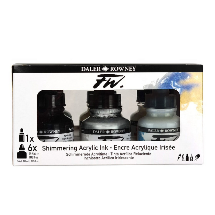 DALER-ROWNEY FW Acrylic Ink - 29.5mL x 6 - Shimmering Colours