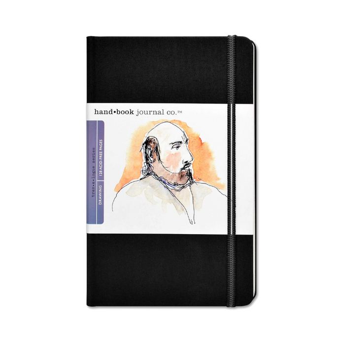 HAND-BOOK JOURNAL CO - Travelogue Series - Drawing Sketchbook (~130gsm) - Large Portrait (8.25 x 5.5" / 21 x 14cm) - Ivory Black Cloth
