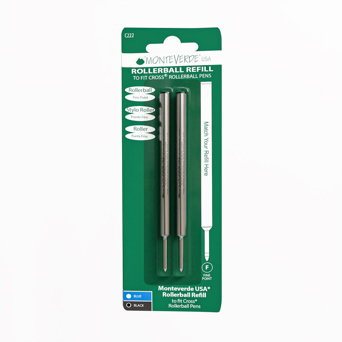 MONTEVERDE USA Capless Ceramic Gel Refill (C222) to fit CROSS - Pack of 2 - Blue
