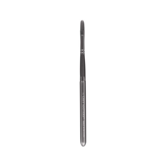 JACK RICHESON & CO Grey Matters Oil/Acrylic Travel Brush - Grey Synthetic - Filbert Size 2 (6 x 14mm)