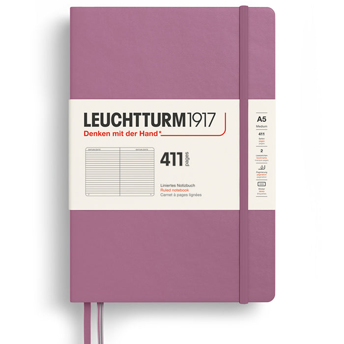 LEUCHTTURM1917 Classic Hard Cover Expanded Notebook 411 - Medium (A5) - Ruled - Dusty Rose