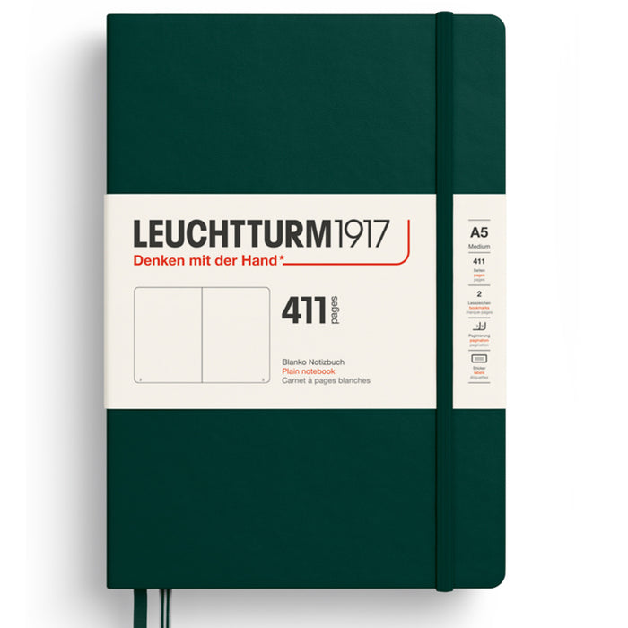 LEUCHTTURM1917 Classic Hard Cover Expanded Notebook 411 - Medium (A5) - Plain - Forest Green