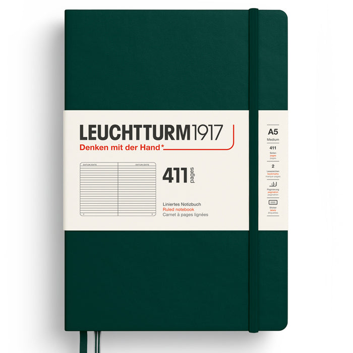 LEUCHTTURM1917 Classic Hard Cover Expanded Notebook 411 - Medium (A5) - Ruled - Forest Green