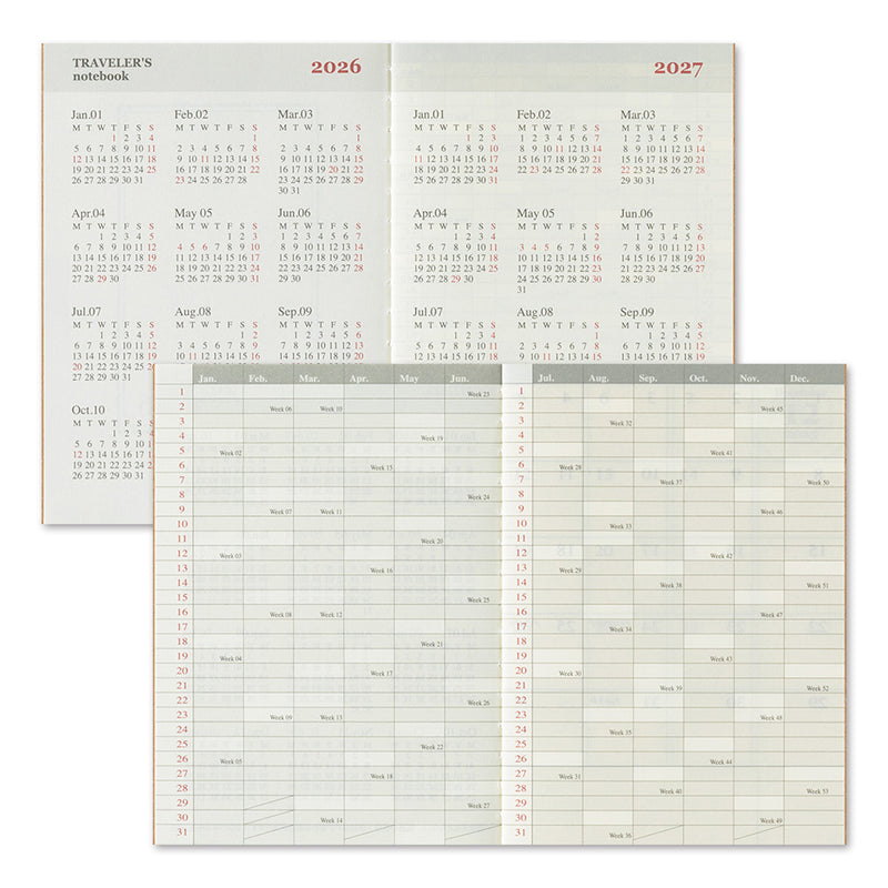 2026 Traveler's Company - Diary Insert - Passport Size - Monthly Planner