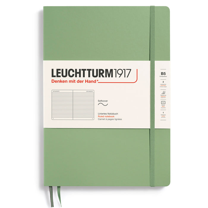 LEUCHTTURM1917 Composition Notebook Soft Cover - B5 - Ruled - Sage