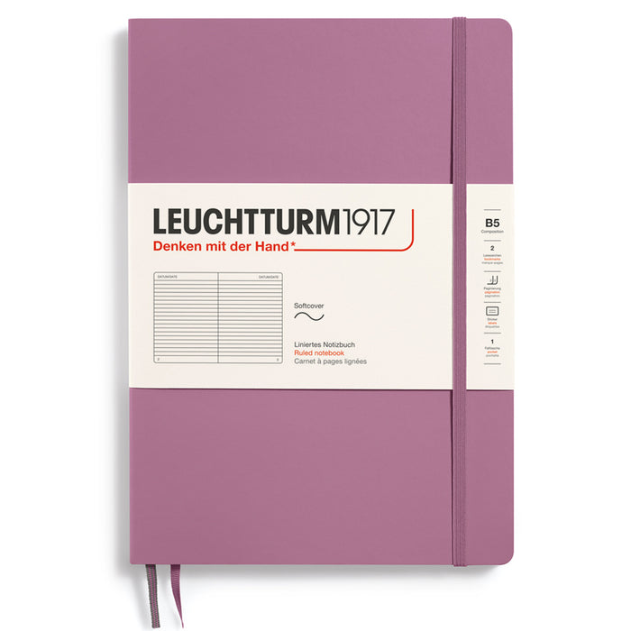 LEUCHTTURM1917 Composition Notebook Soft Cover - B5 - Ruled - Dusty Rose