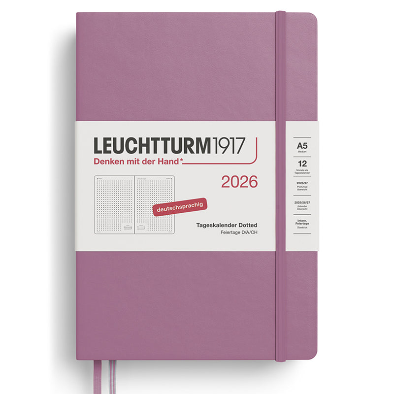 2026 LEUCHTTURM1917 Daily Diary Planner - Hard Cover - Dotted Format - Medium (A5)