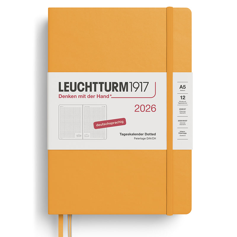 2026 LEUCHTTURM1917 Daily Diary Planner - Hard Cover - Dotted Format - Medium (A5)