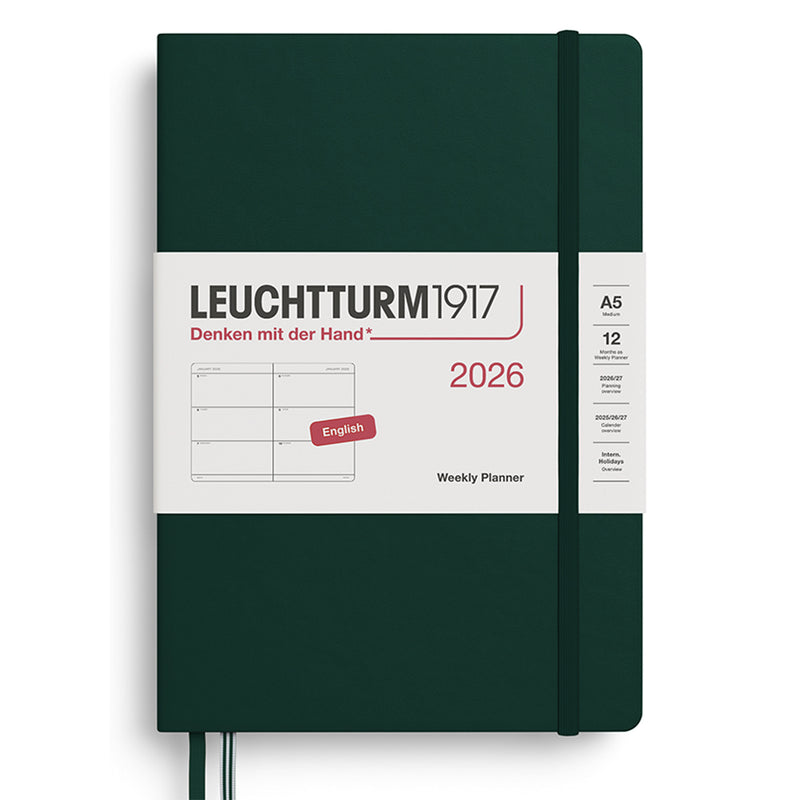 2026 LEUCHTTURM1917 Weekly Horizontal Diary Planner - Hard Cover - Medium (A5)