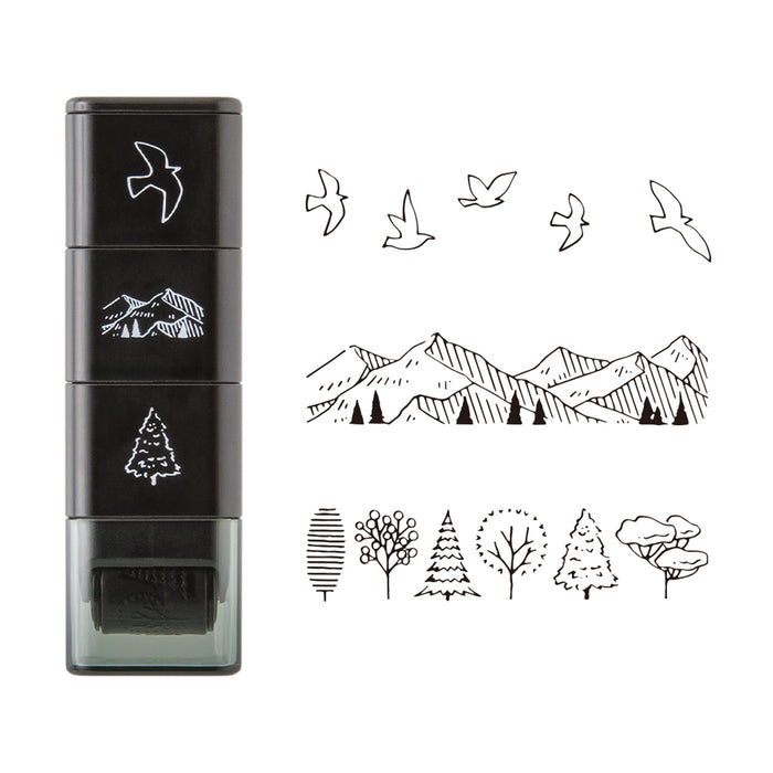 MIDORI - Paintable Roller Stamp - Mountain Scenery