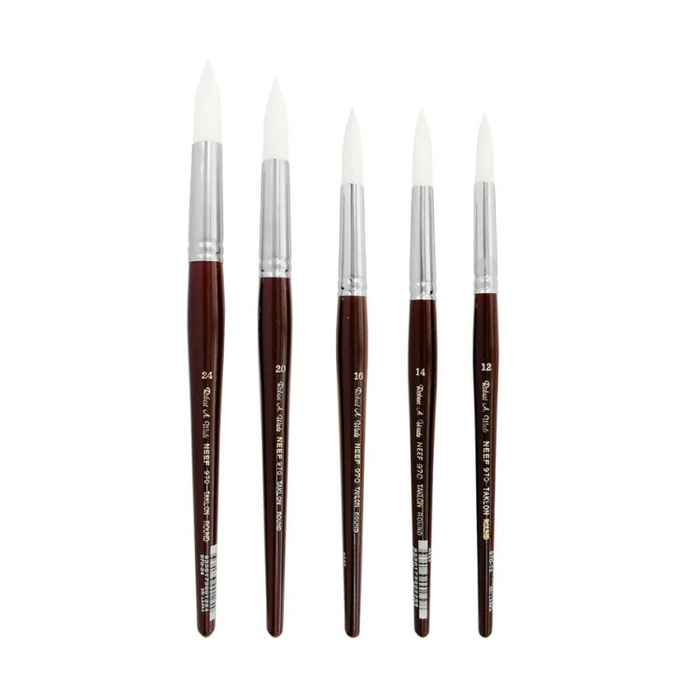 NEEF Watercolour Brush - Robert Wade 970 Series - Synthetic (Taklon) - Short Handle - Round - Size 6 (4.5 x 18mm)