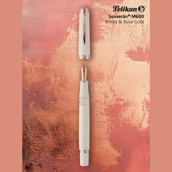 PELIKAN Souveran M600 Fountain Pen - White & Rose Gold (2025 Special Edition) (Preorder for release September 2025)