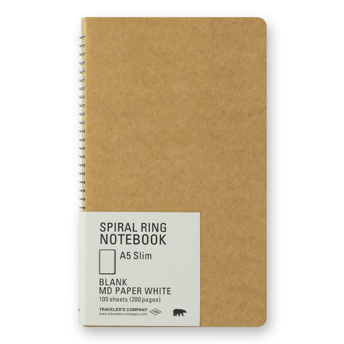 Traveler's Company - Spiral Ring Notebook - A5 Portrait - Plain MD Paper White