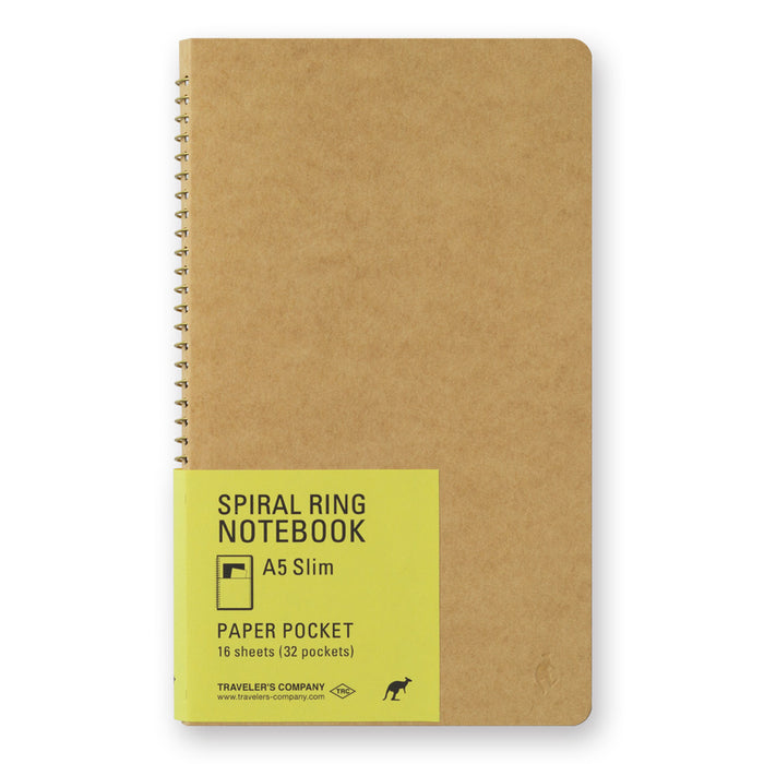 Traveler's Company - Spiral Ring Notebook - A5 Portrait - Paper Pocket