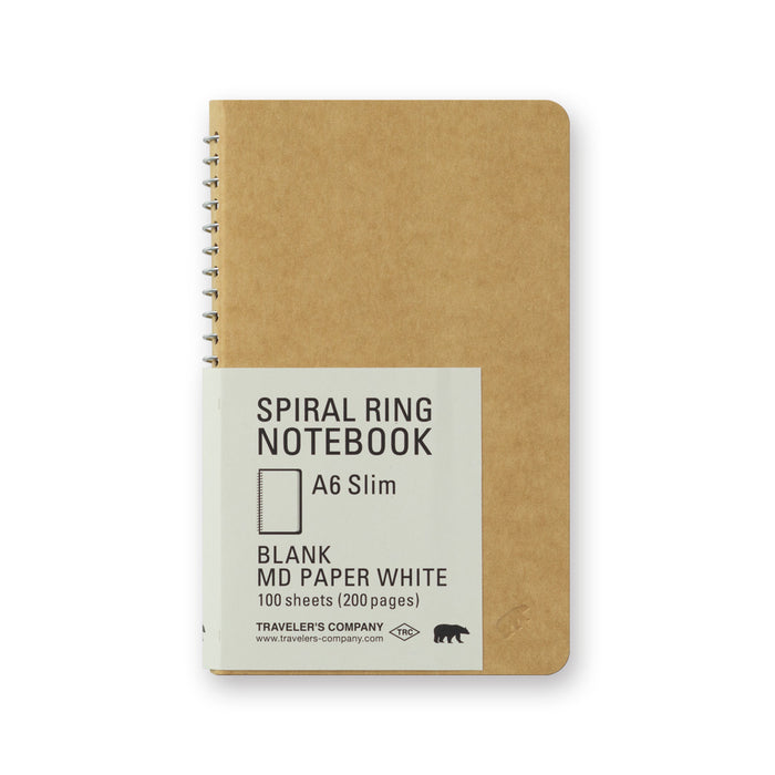 Traveler's Company - Spiral Ring Notebook - A6 Portrait - Plain MD Paper White