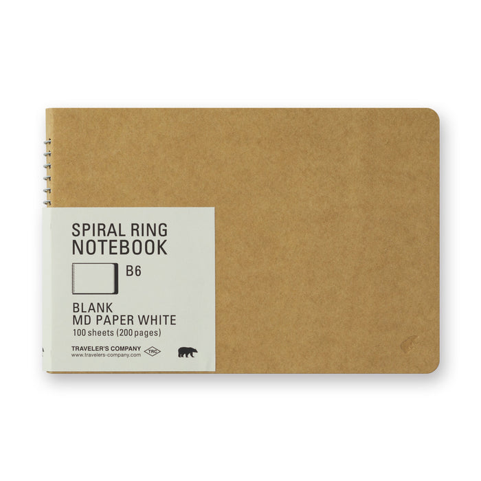 Traveler's Company - Spiral Ring Notebook - B6 Landscape - Plain MD Paper White