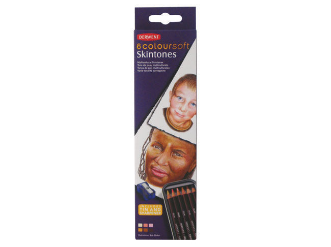 DERWENT Coloursoft Pencils - Skin Tones - Tin 6 Asst