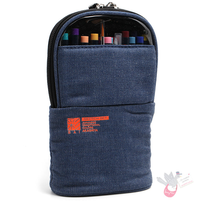 AKASHIYA SAI Watercolour Brush Marker - Field Set (includes 20 brushes, outliner, paint brush, flower palette, collapsible square cup and stand-up case)