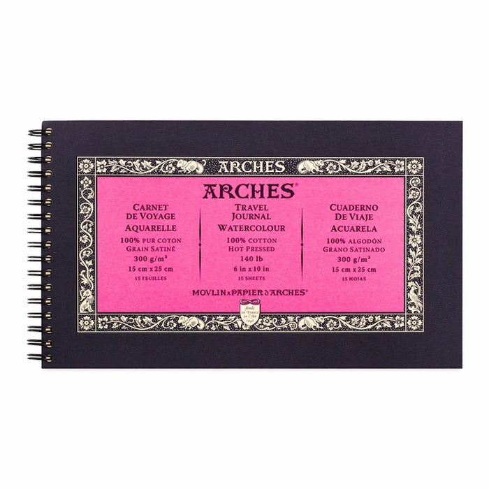 ARCHES Watercolour Travel Journal (Cold Pressed, Medium) 300g - 15 Sheets - 6 x 10" (15 x 25cm)