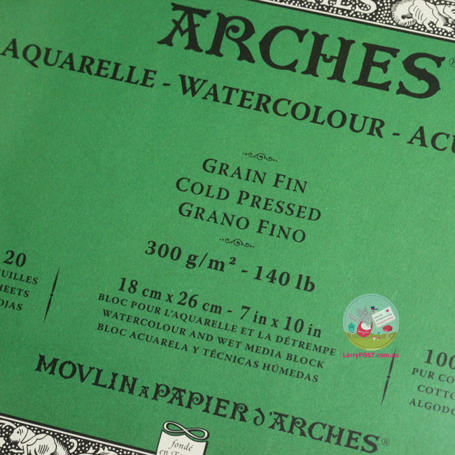 ARCHES Watercolour Block (Medium) 300g - 20 Sheets - 180 x 260mm (A4-)