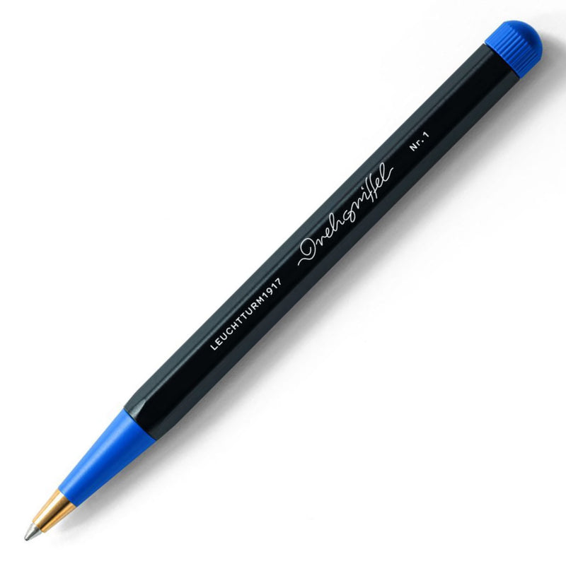 Drehgriffel No.1 Ballpoint Twist Pen - Royal Blue Ink (M) - Aluminium Barrel in Bauhaus Black / Royal Blue