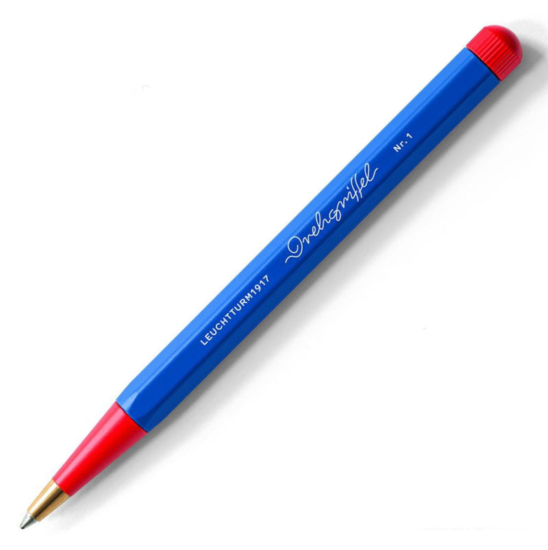 Drehgriffel No.1 Ballpoint Twist Pen - Royal Blue Ink (M) - Aluminium Barrel in Bauhaus Royal Blue / Red