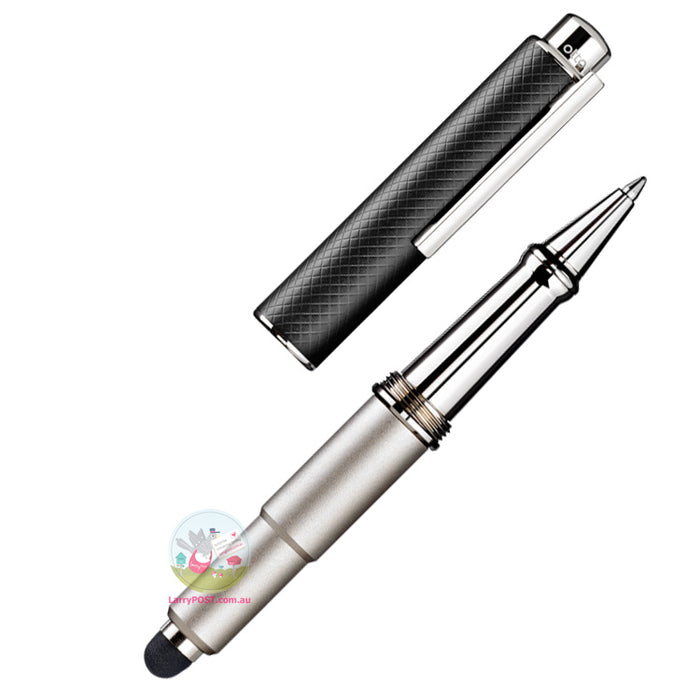 OTTO HUTT Design 05 - Ballpoint / Stylus Pen - Squared Guilloche - Black