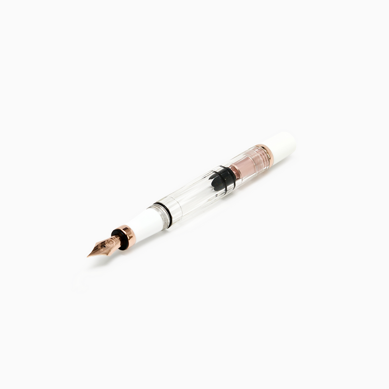TWSBI Diamond 580 Rose Gold II Fountain Pen - Clear / White with rose gold trim - 1.1mm Italic (stub) Nib