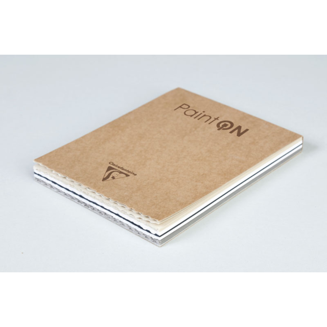 CLAIREFONTAINE Paint'On Mixed Media Pad (250gsm, deckled edge) - 13.9 x 21.5cm - 50 Sheets - 5 Assorted Colours