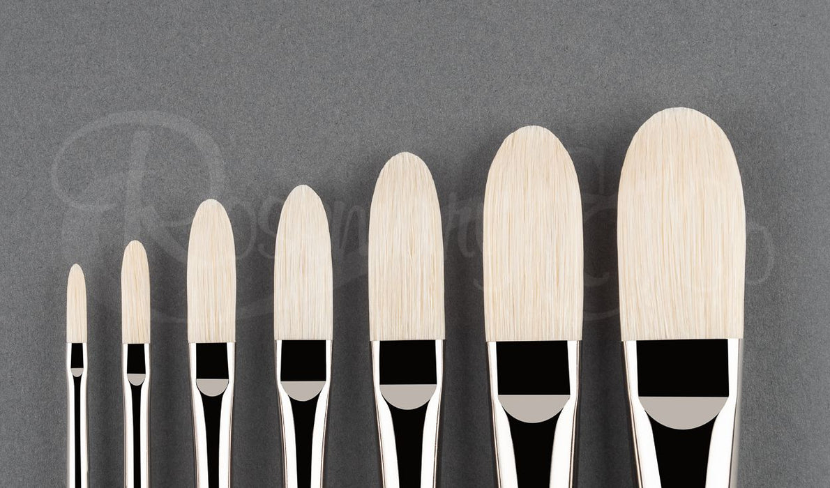 ROSEMARY & CO Series 2065 - Long Handle Brush - Bristle - Chungking Extra Long Filbert - Size 6 (11.5 x 31.2mm)