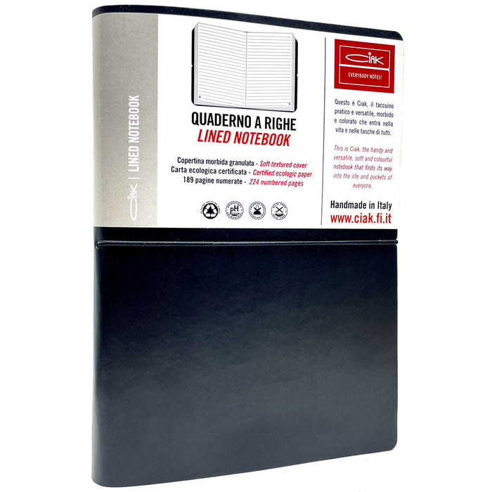 CIAK Soft Cover Leather Notebook - Large (A5) - Ruled - Black