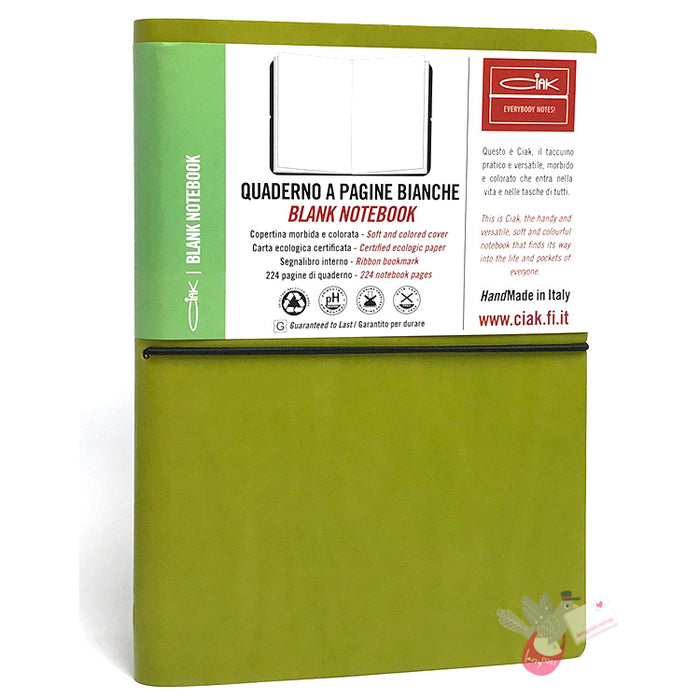 CIAK Soft Cover Leather Notebook - Large (A5) - Plain Page - Green