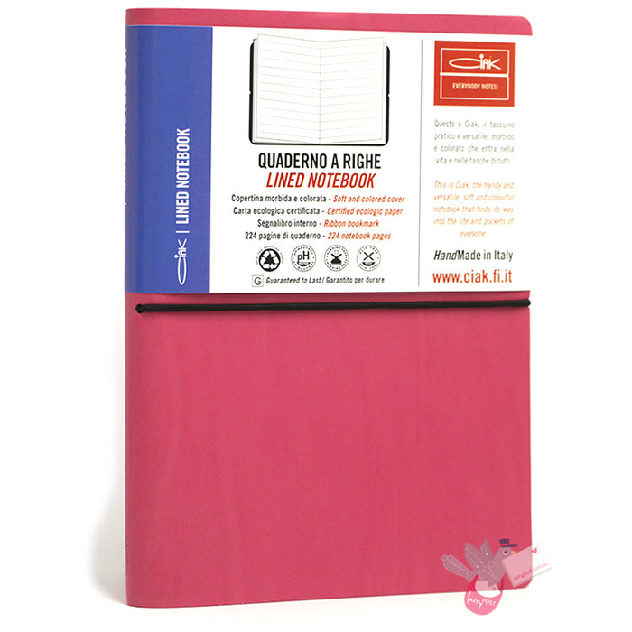 CIAK Soft Cover Leather Notebook - Large (A5) - Ruled - Pink