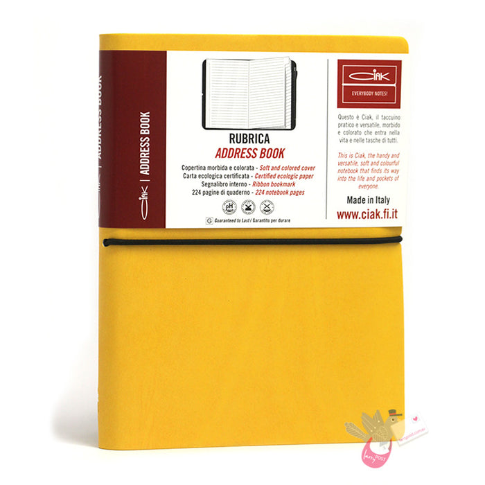 CIAK Bonded Leather Cover Address Book - Medium (B6) - Yellow