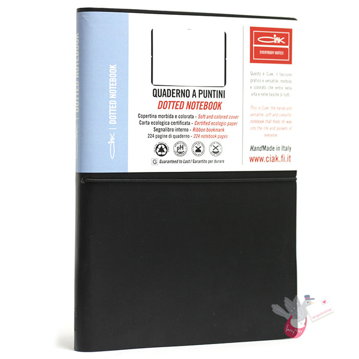 CIAK Bonded Leather Cover Notebook (A5) - Dotted - Black