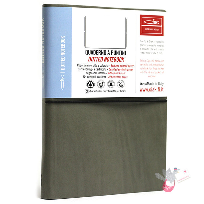 CIAK Bonded Leather Cover Notebook - Large (A5) - Dotted - Grey