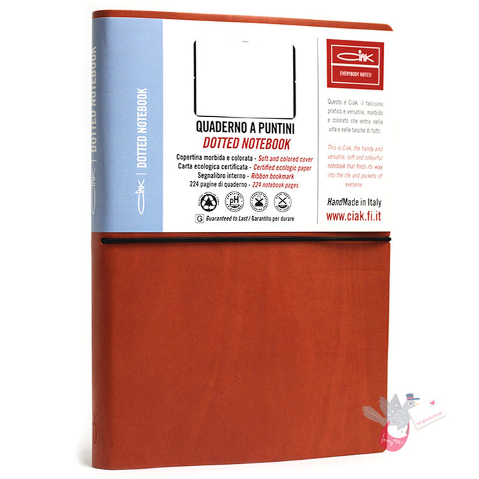CIAK Bonded Leather Cover Notebook - Large (A5) - Dotted - Orange
