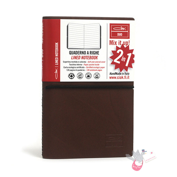 CIAK Duo Notebook - Pocket (A6) - Plain and Ruled Pages - Cappuccino Edition - Brown / Beige