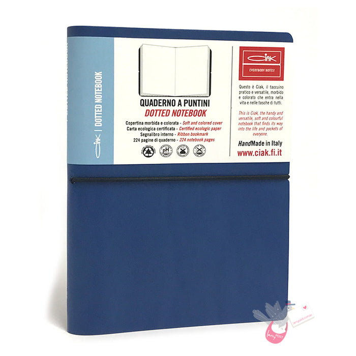 CIAK Soft Cover Leather Notebook - Medium (B6) - Dotted - Blue