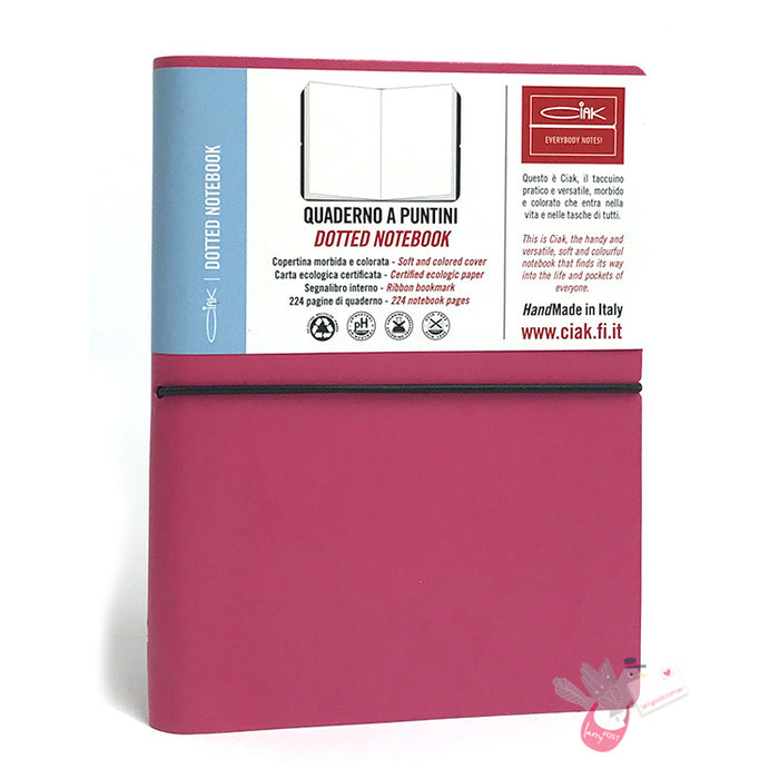 CIAK Soft Cover Leather Notebook - Medium (B6) - Dotted - Pink