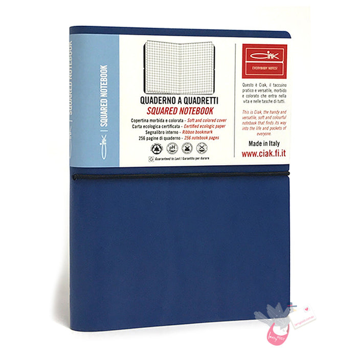 CIAK Soft Cover Leather Notebook - Medium (B6) - Squared / Grid - Blue