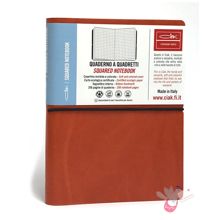 CIAK Soft Cover Leather Notebook - Medium (B6) - Squared / Grid - Orange