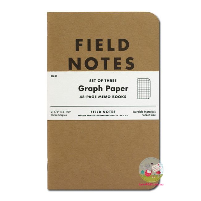 FIELD NOTES’ÇÎå Original - Set of 3 - Pocket (A6 9x13cm) - Natural Kraft Colour - Graph/Squared