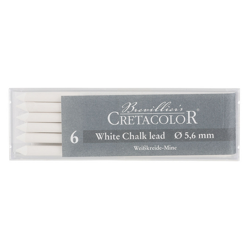 CRETACOLOR 5.6mm Artists Leads - 6-Pack - White Chalk