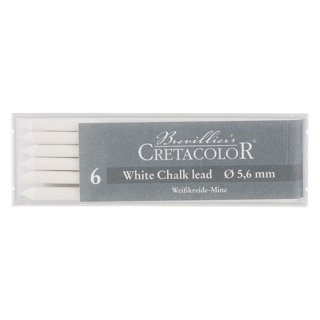 CRETACOLOR 5.6mm Artists Leads - 6-Pack - White Chalk