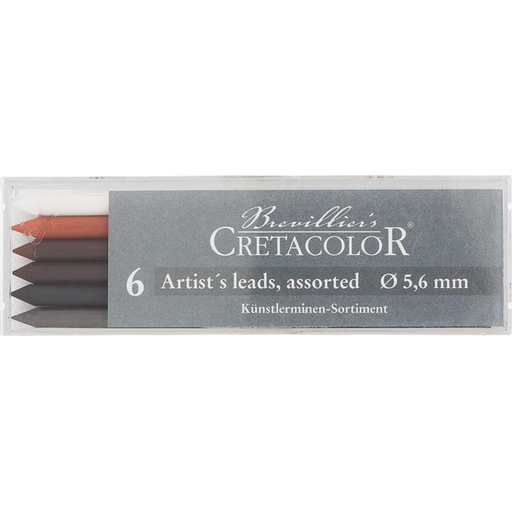 CRETACOLOR 5.6mm Artists Leads - 6-Pack - White Chalk